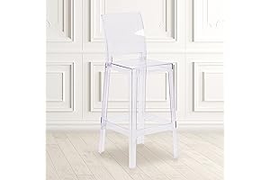BizChair Ghost Barstool with Squared Back in Crystal Variant