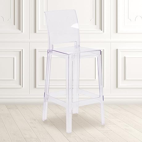 BizChair Ghost Barstool with Squared Back in Crystal Variant