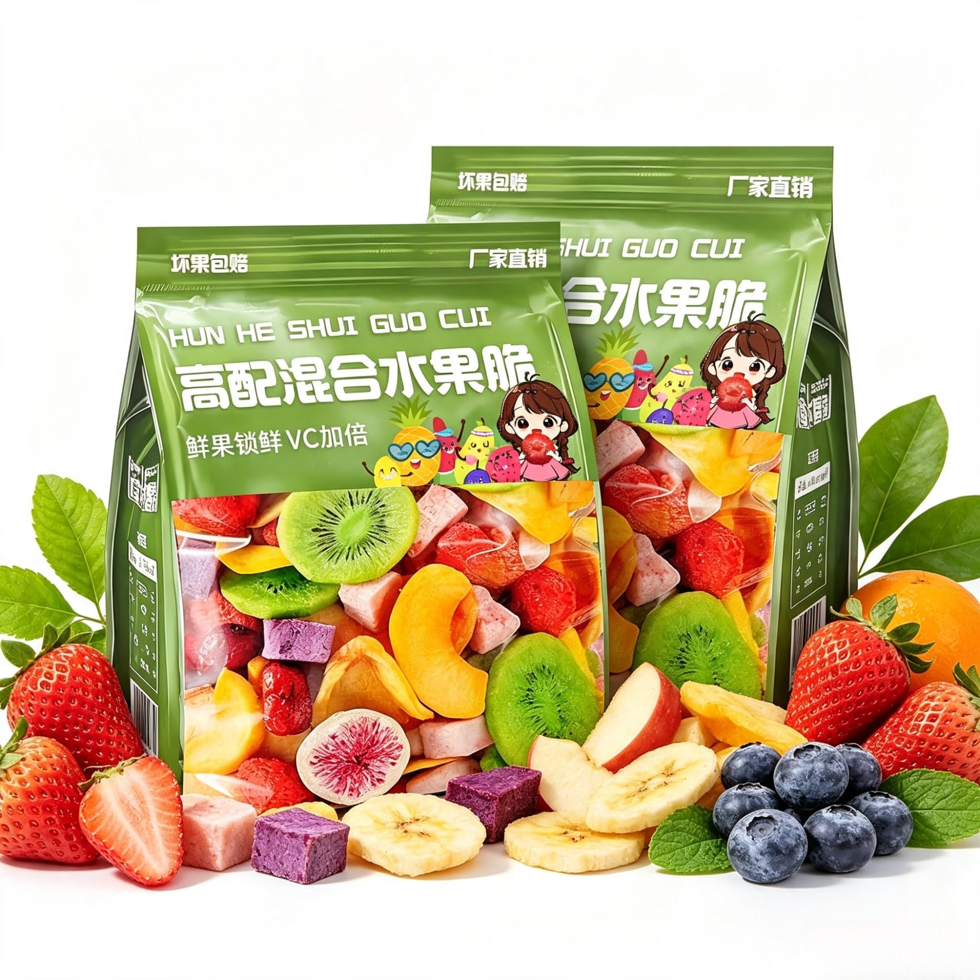 12 tipos de patatas fritas mixtas de frutas y verduras, 250g×2 bolsas