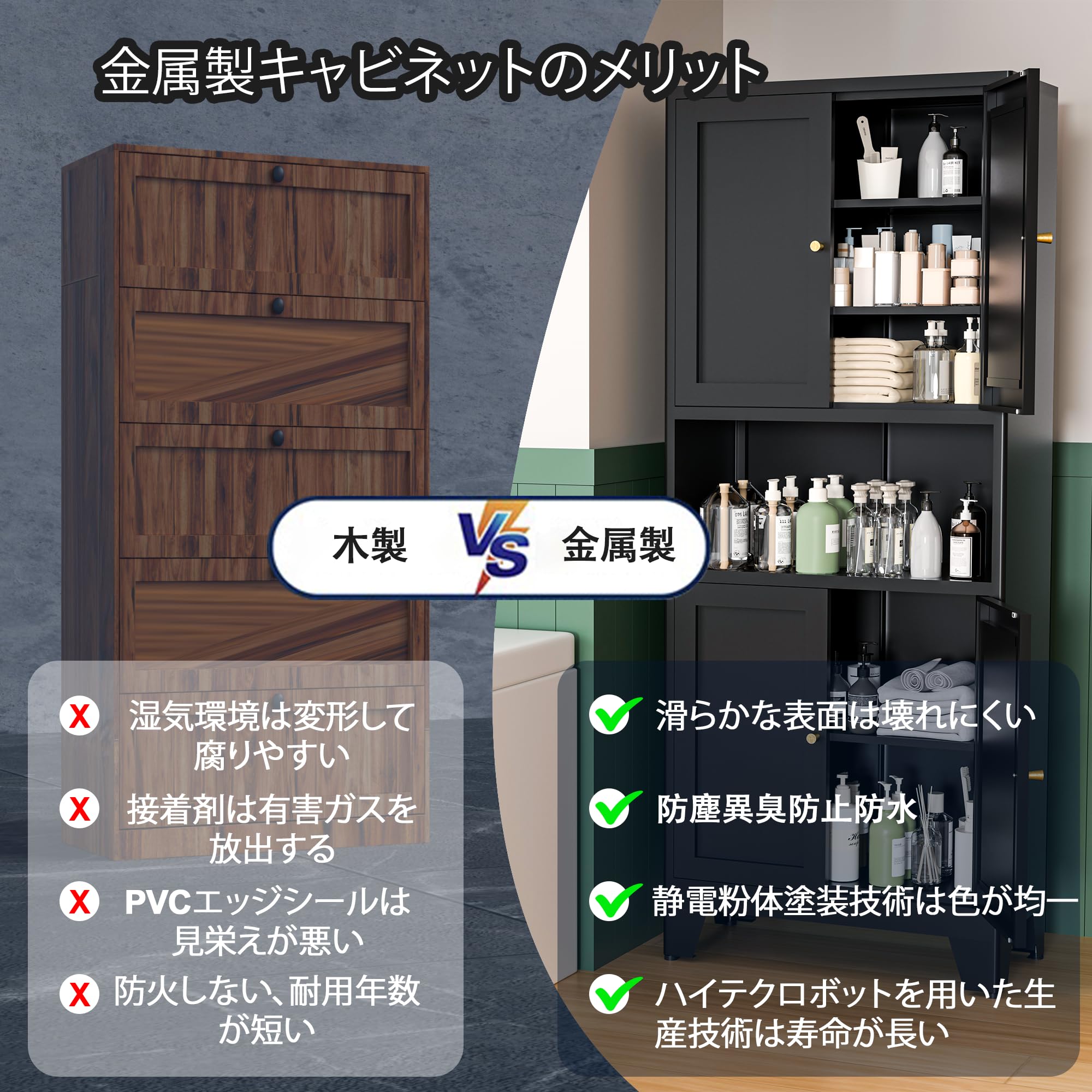 Amazon｜Boegica 食器棚 鋼製 キッチン収納 幅70×奥行35×高さ175cm 棚