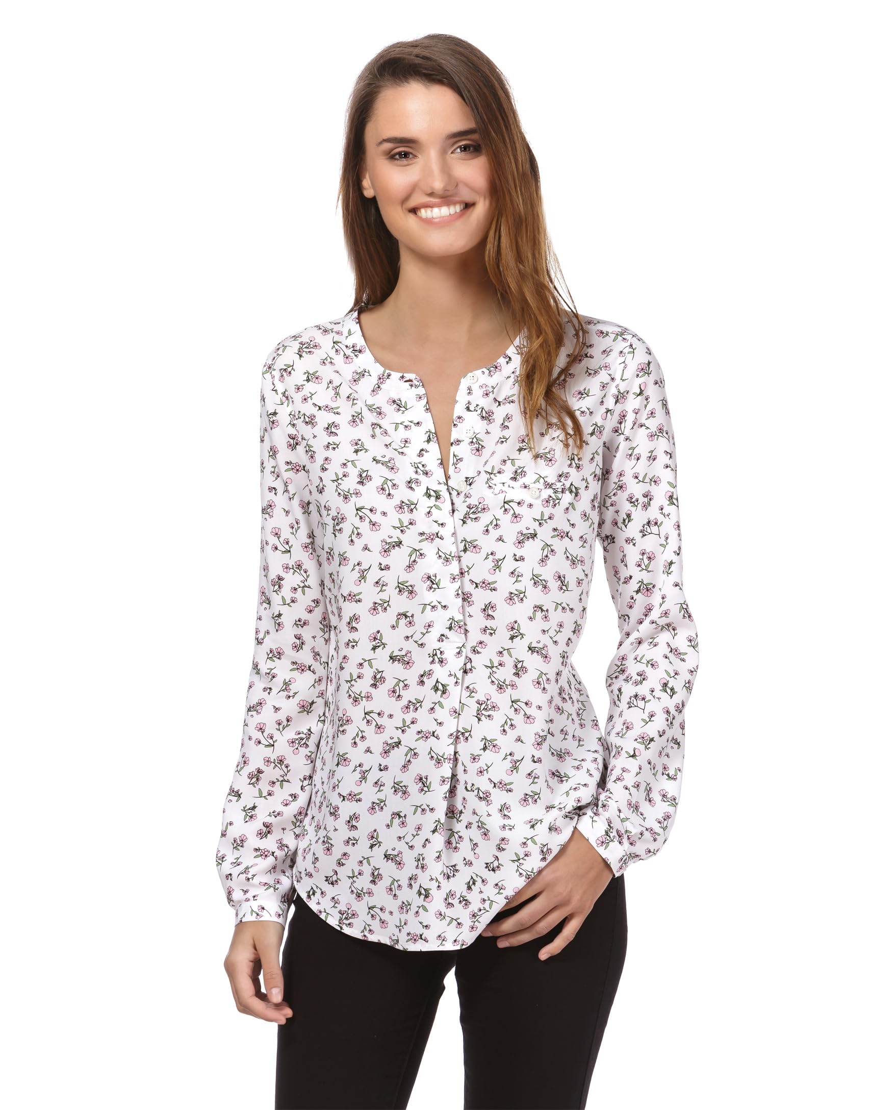 Vincenzo Boretti Bluse, gerade geschnitten mit Tunika-Ausschnitt