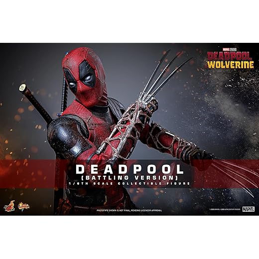 Hot Toys Marvel Comics Deadpool & Wolverine Deadpool (Battling Version) 1/6 Scale 12" Collectible Figure