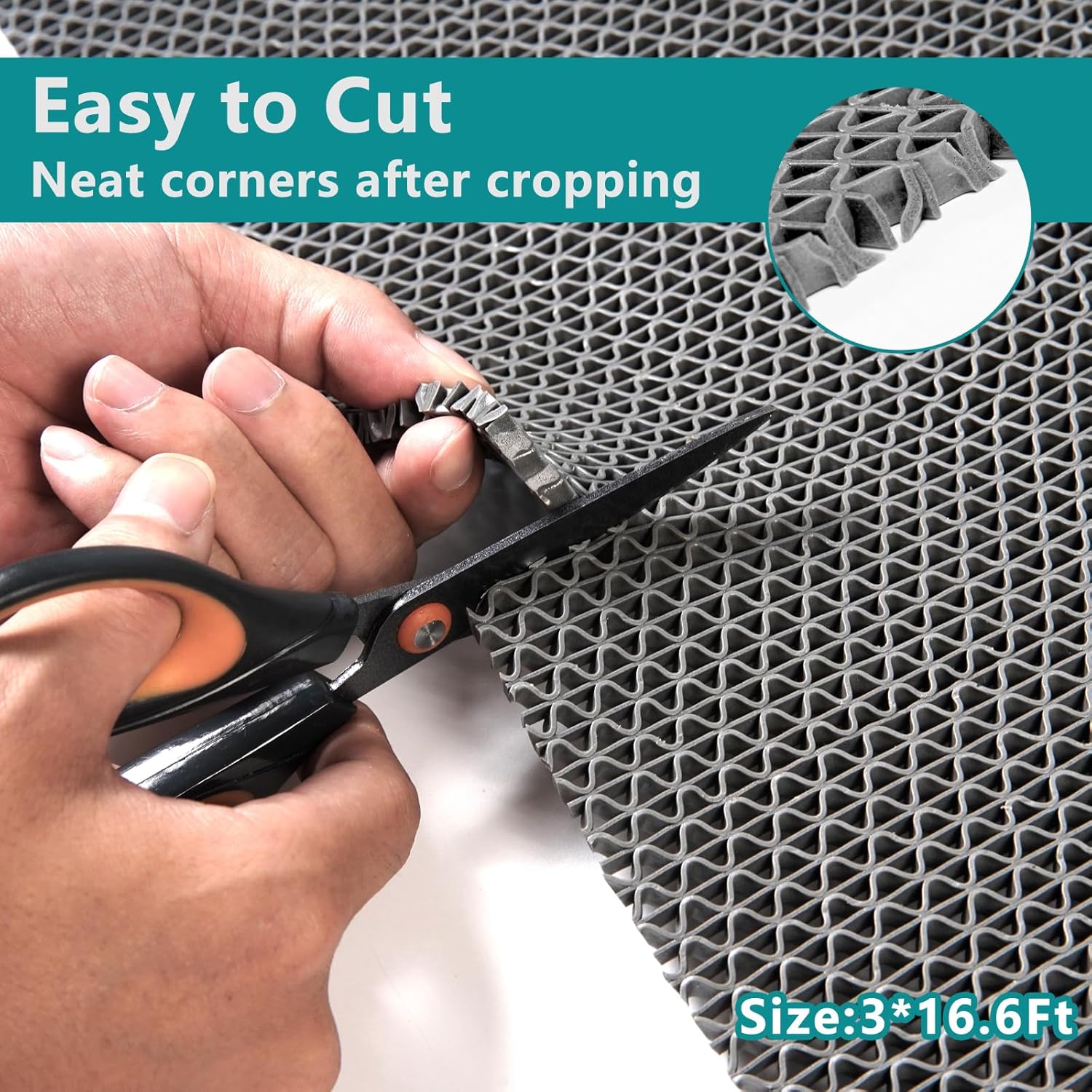 Size 3x16.6ft Color Grey Non Slip Drainage Mats PVC Pool Floor Mat 0.23'' Thick Outdoor Indoor Parking Space Mat for Bathroom Garage Basement Backyard Commercial Kitchen 3x16.6Ft