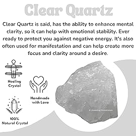 Amazing Gemstone Clear Quartz Raw Crystals and Healing Stones, Natural Rocks for Tumbling - DIY Raw Stones and Crystals, 2 Pieces