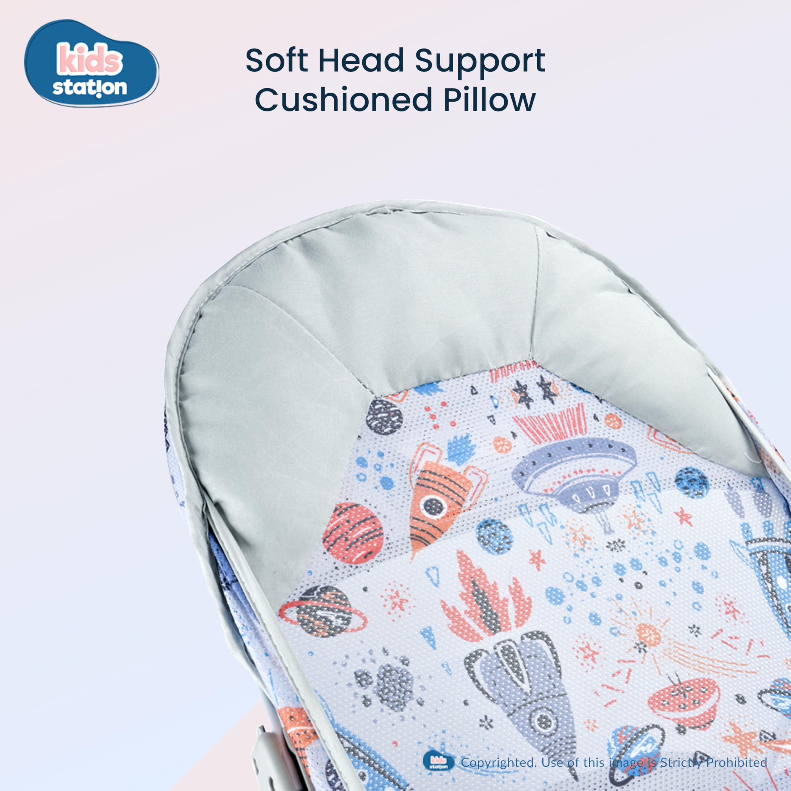 Kids Station Newborn Baby Bather | Bath Chair for Newborns and Infants 0-12 Months | Foldable | 3 Position Adjustable Chair | Anti Skid Base | Washable Soft Mesh Seat | for Babies Upto 5Kg (Grey) - Image 6 thumbnail