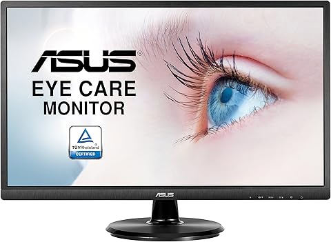 ASUS VA249HE 23,8" FHD Monitör, VA, 1920x1080, 5MS, HDMI, VGA, Vesa, 3 Yıl Eyecare, Flicker-Free, Düşük Mavi Işık Monitör
