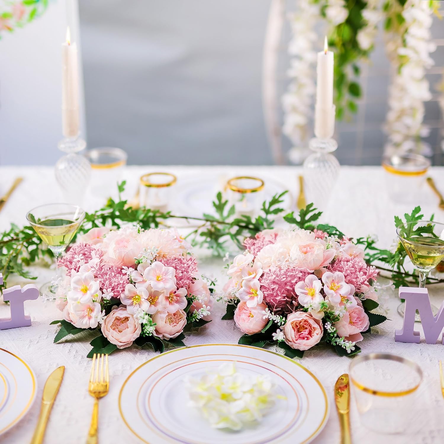 Flower Balls Centerpieces for Tables: 10 PCS Pink Flowers for Centerpieces Floral Arrangements Centerpiece for Wedding Party Celebration Home - Image 4