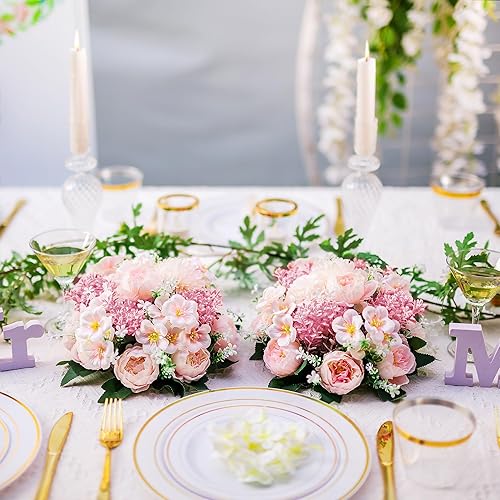Miniatura 42 de Centros de mesa de bolas de flores para mesas: 10 piezas de flores blancas para centros de mesa, arreglos florales, centro de mesa para boda