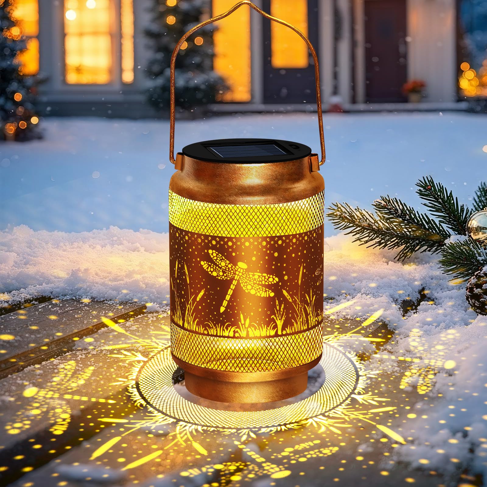 Dragonfly Solar Lanterns Outdoor Waterproof,Hanging Solar Lights Dragonfly Garden Decor,Decorative Lanterns for Yard Lawn Porch Patio Pathway Tabletop