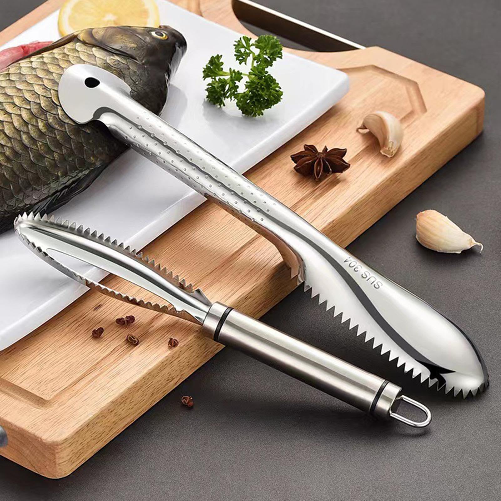 Grattoir à écailles De Poisson En Acier Inoxydable 304 - Outil Professionnel Cuisine, 25 Cm, Facile à Nettoyer - Pour Poissonnerie, Pêche, Maison