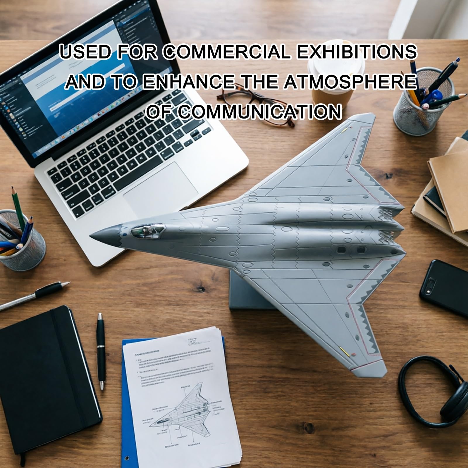 Modello aereo militare J-50 sesta generazione Stealth Fighter in scala 1:144 - Espositore collezione preassemblato con parti mobili, regalo for gli appassionati aviazione Collezionisti modelli