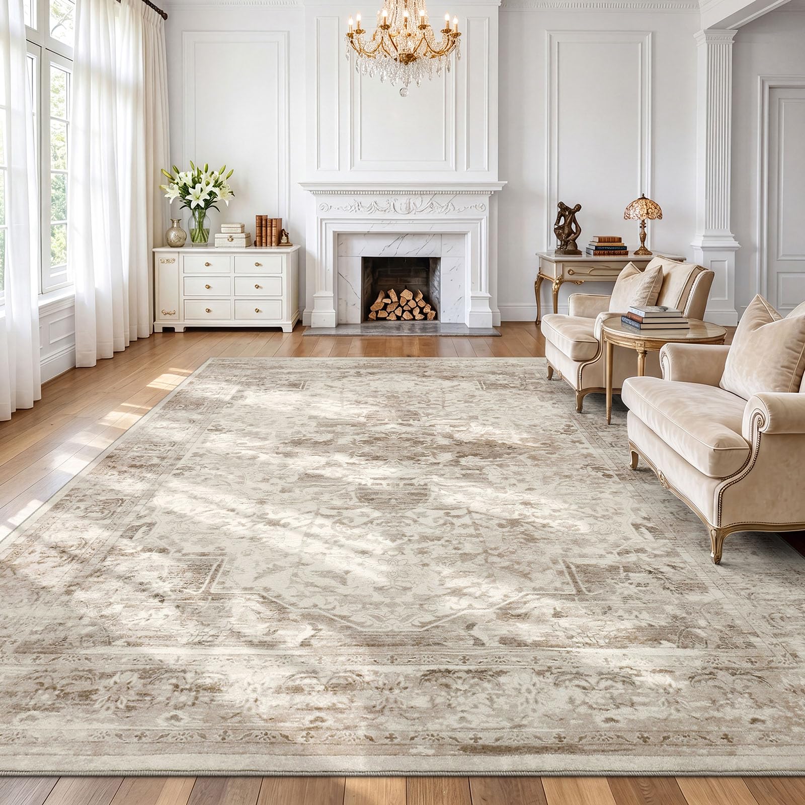 smiry Vintage Area Rugs Living Room 160 x 220 cm Carpet Vintage Beige