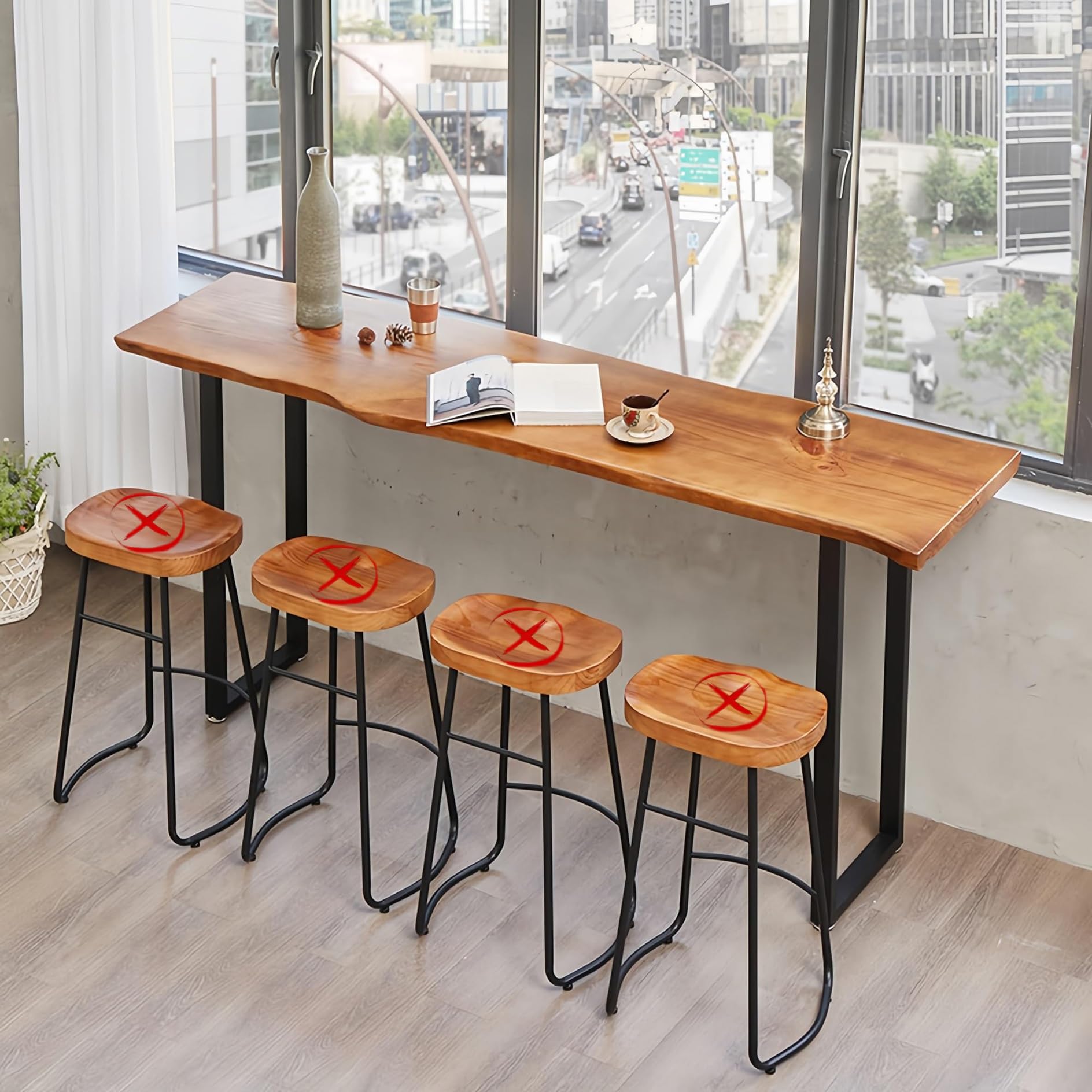 Mesa de bar de estilo industrial rectangular alta y estrecha para hogar
