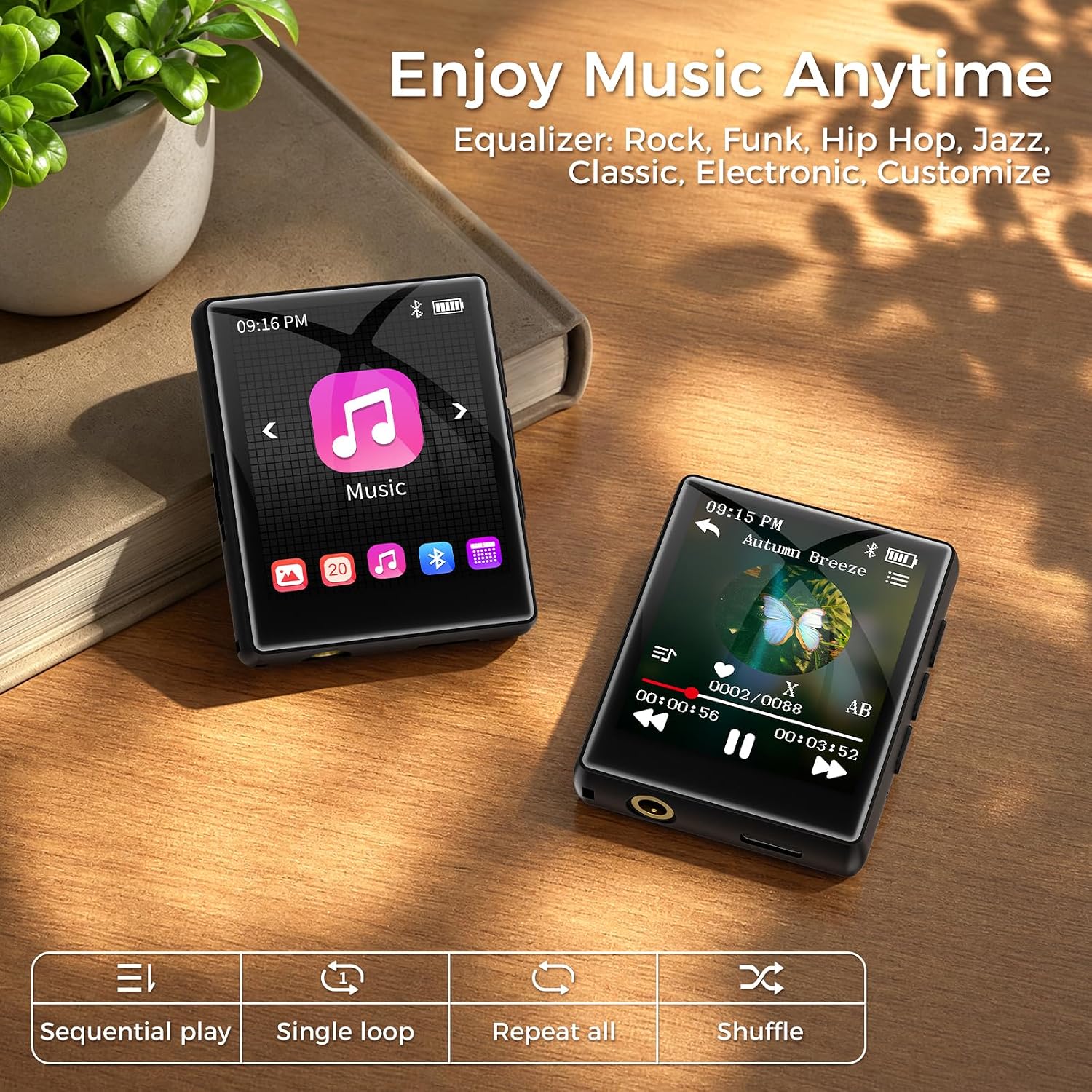 64GB MP3 Player with Bluetooth 5.3, Diofox Music Player with Built-in HD Speaker, FM Radio, Voice Recorder, HiFi Sound, E-Book, Earphones Included