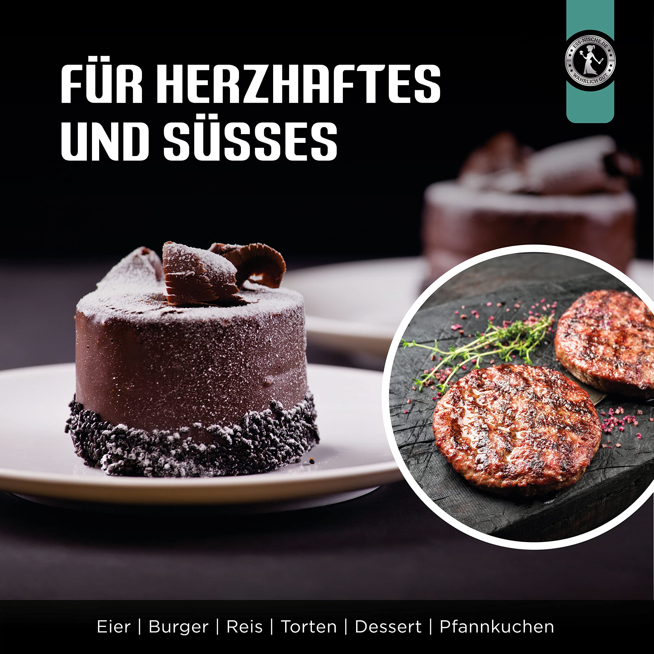 Ess-Nische® Pierścienie deserowe 8 cm do hamburgerów – idealne akcesoria do grillowania jako prasa do burgerów podczas grillowania lub jako forma do tortów do mini ciasta okrągłego – mogą być również