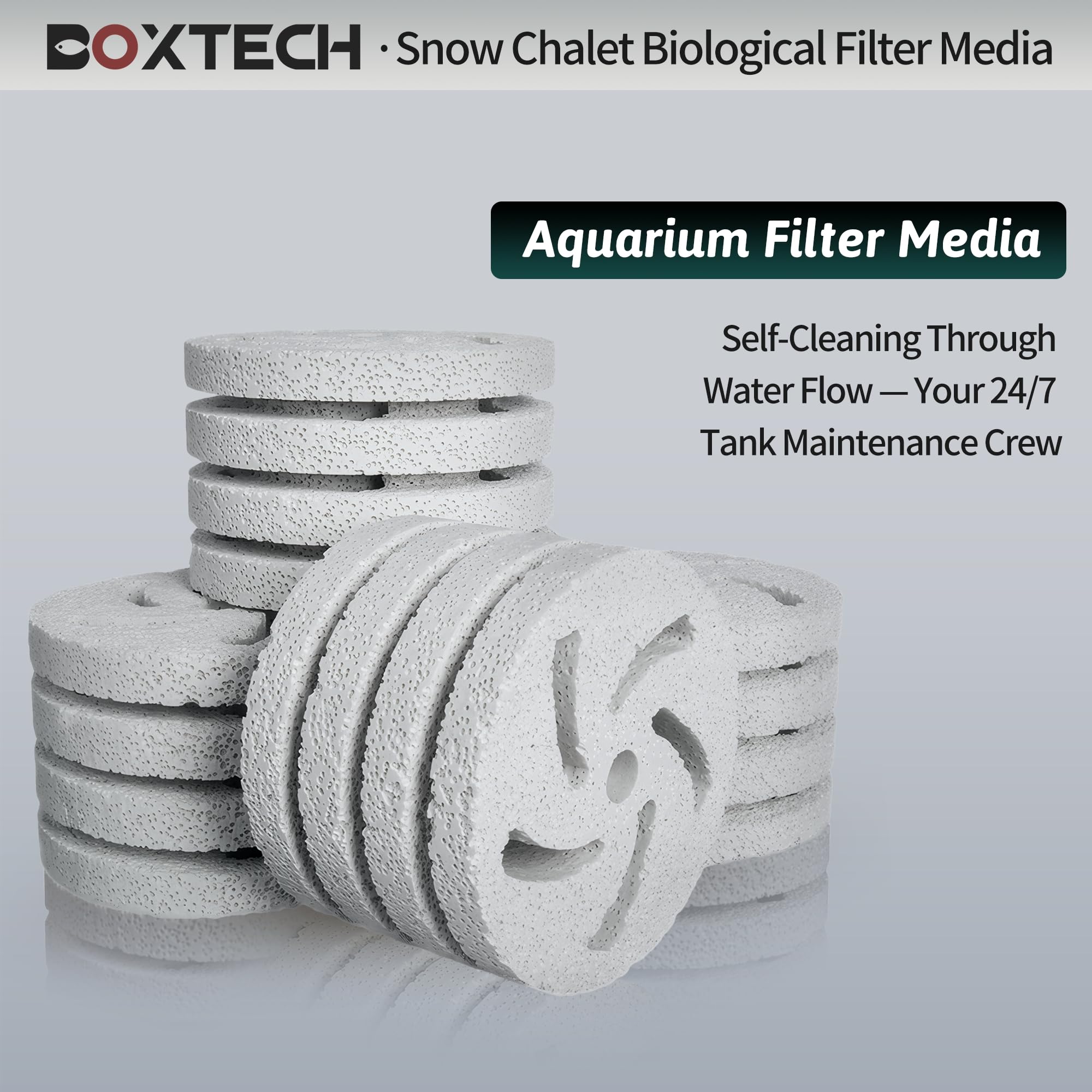 boxtech Lot de 12 blocs de médias biologiques en céramique - Filtre autonettoyant pour aquarium - Améliore la clarté de l'eau et la croissance bactérienne
