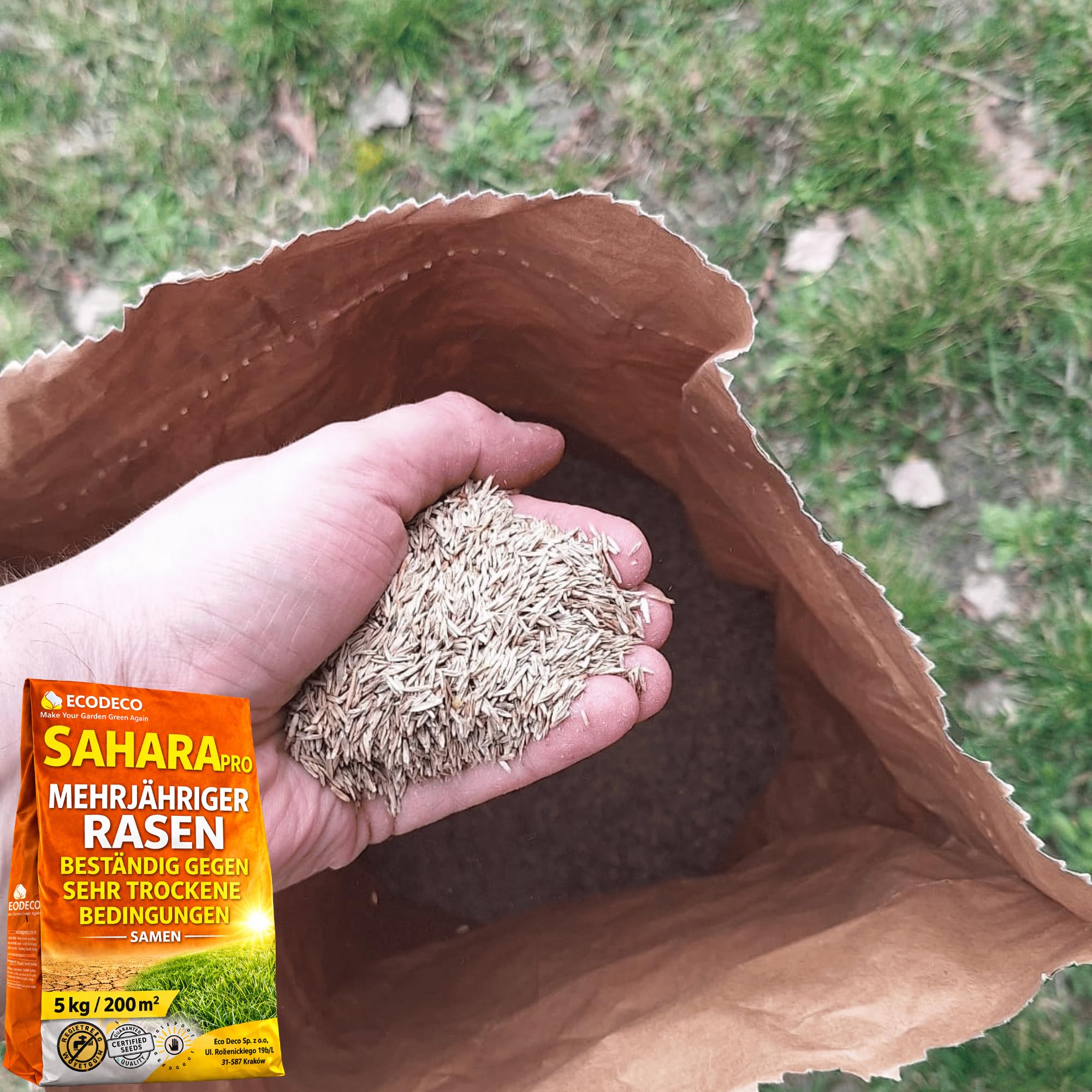 Rasensamen Trockenresistent 5kg – Grassamen & Trockenrasen mit 100% Mehrjährigen Gräsern – Schnellkeimend, Ideal für Extreme Trockenheit & Sonnige Flächen