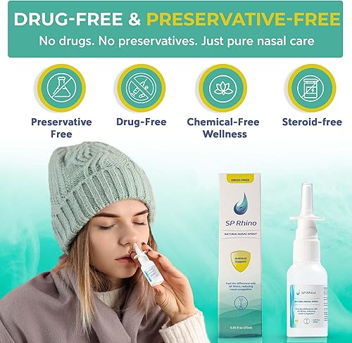 Miniatura 2 de Spray nasal natural  Descongestionante en aerosol nasal salino reduce los ronquidos, alivia las alergias y la congestión de los senos nasales  Bruma