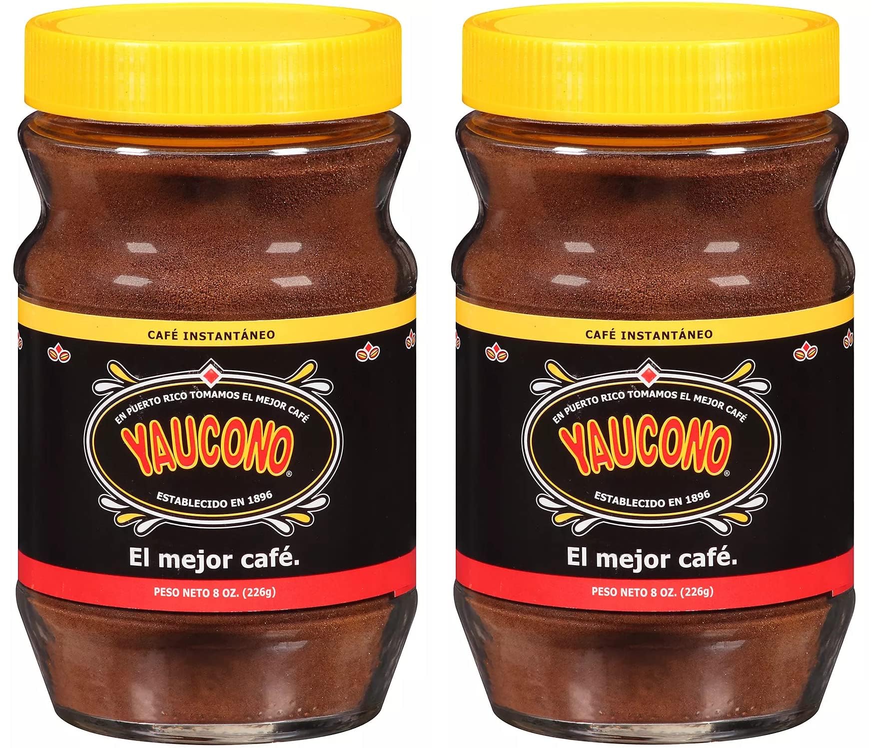 Instant Coffee, Medium Roast, Arabica, from Puerto Rico, Glass Jar, 8 Ounce (Pack of 2)