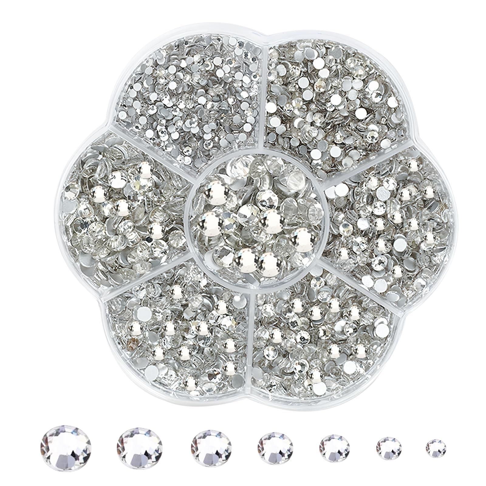 3000 sztuk cyrkonie 7 rodzajów błyskawicy Rhinestone Termoleps Rhinestone Klejenie Rhinestone Szkło Wklej cyrkonie Tekstylia do Ubrania i Obuwie Prezenty DIY (srebrny)