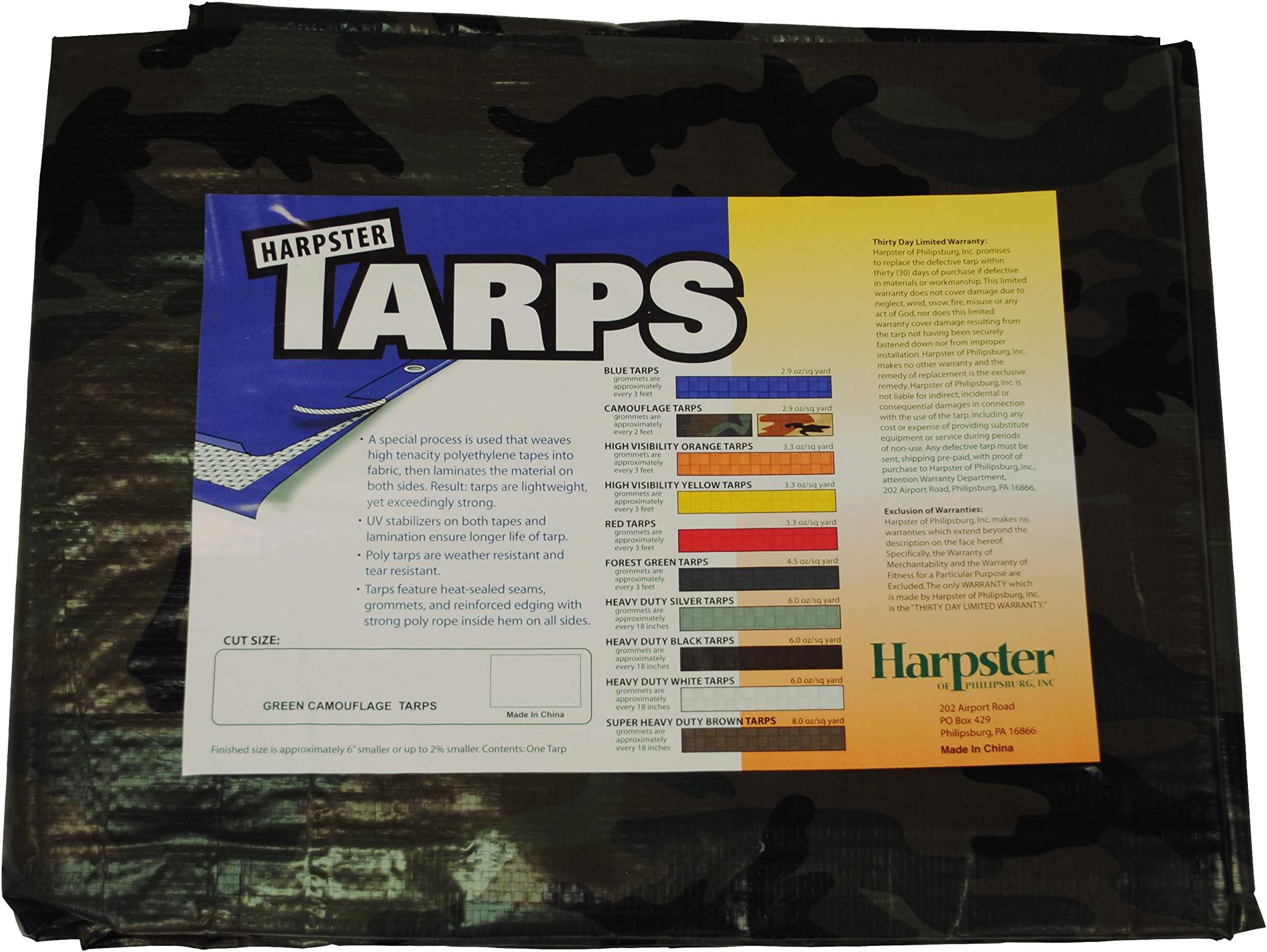 Camouflage/Green Tarp, 10'x20' Camo Tarps