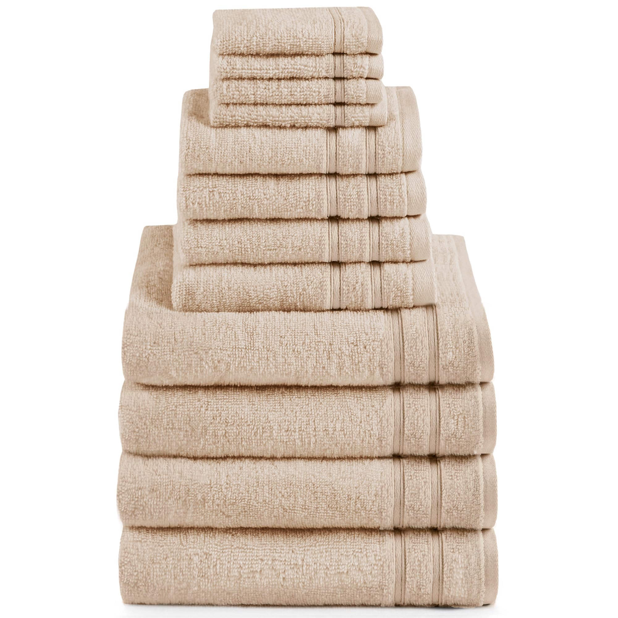 Comfort Spaces Bathroom Towel Set of3 Piece Luxury Bath Towel Set 4 Hand Towel for Bathroom 4 Washcloth 4 Large Bath Towel Sets 100% Cotton Quick Dry Towel Zero Twist Soft Lightweight Beige Tan