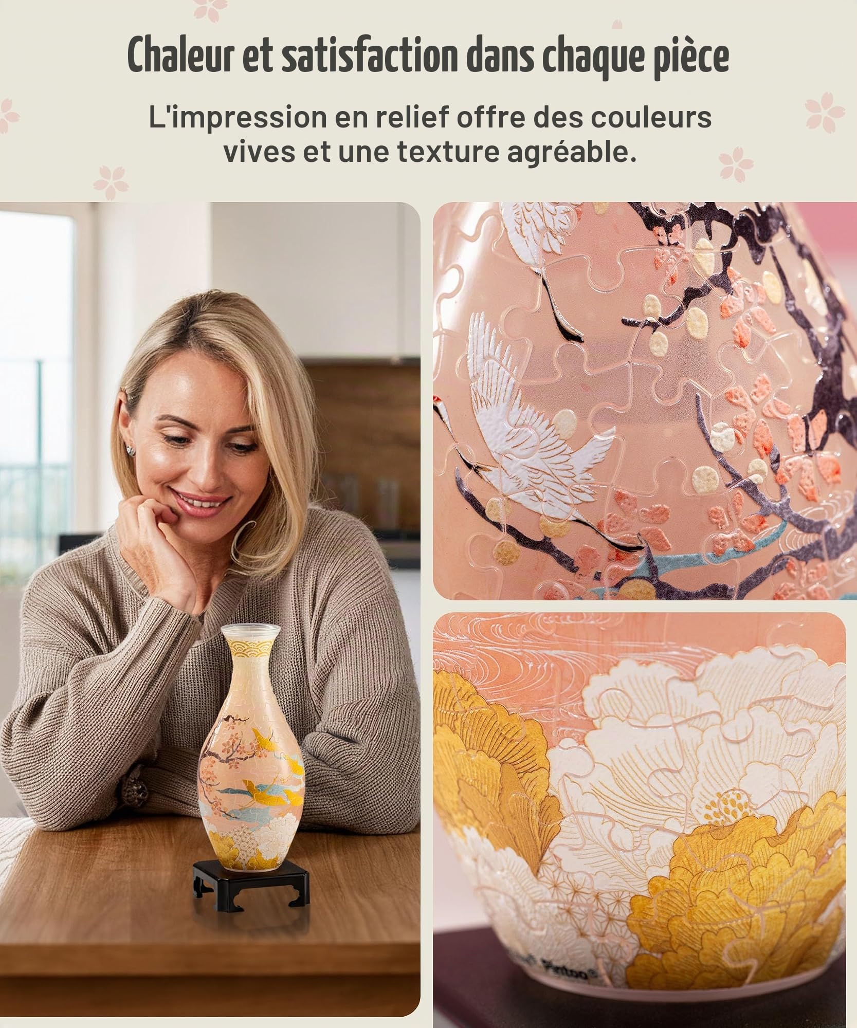 PieceRelax Puzzle 3D Vase en Fleurs - Spring Symphony [S1040], 160 pièces, Une idée de Cadeau Charmante pour Une décoration élégante