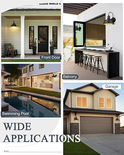 Miniatura 6 de Seovix HS2213-2 - Luz de porche de 12 pulgadas, con sensor de movimiento negro mate, IP65, impermeable, cuello de cisne, luz de granero para casa,