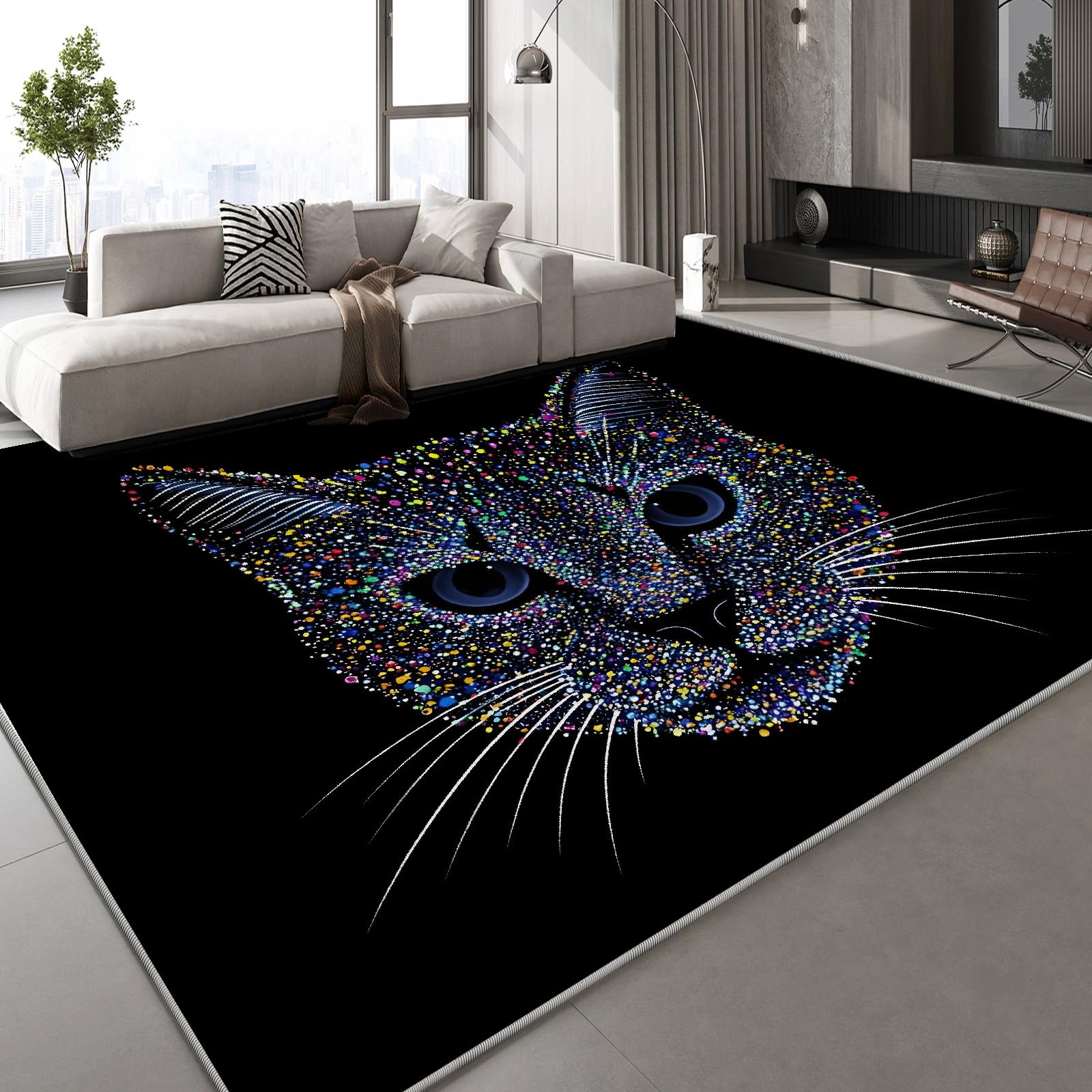 Tapis abstrait 160x230 cm toucher cachemire avec impression 3D premium