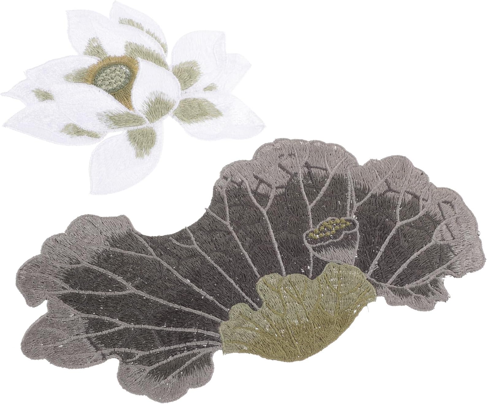 Iron on Embroidered Flower Patches Set with Leaf Design, 2Pcs Floral Appliques for Clothing Decoration Suitable for Shopping Mall and Clothes Shop, DIY Dress and Skirt Accessories