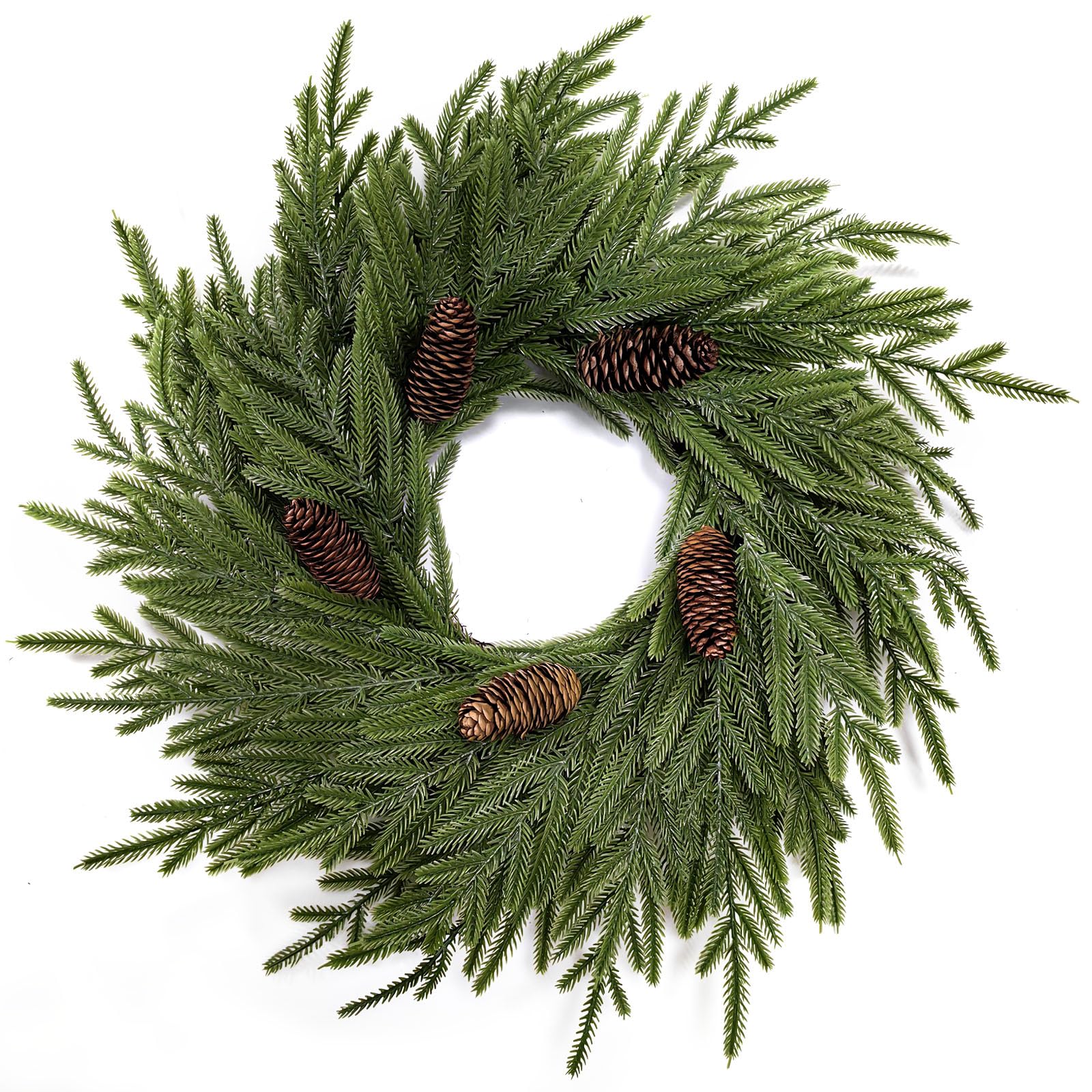 Beinhome 20 inch Norfolk Pine Wreath, Real Touch Artificial Pine Wreath