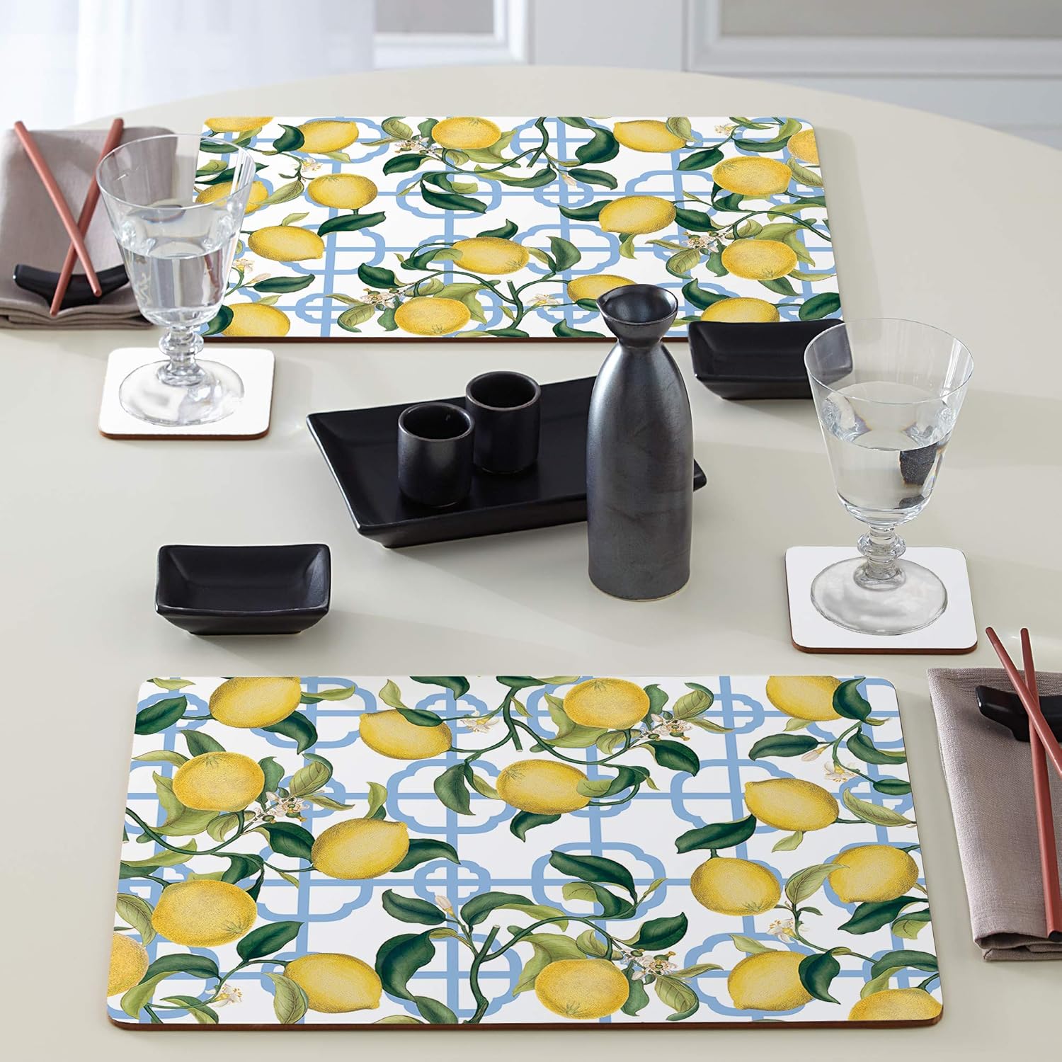 4 Cala Home Premium Hardboard Placemats Table Mats, Seville Lemons BigaMart