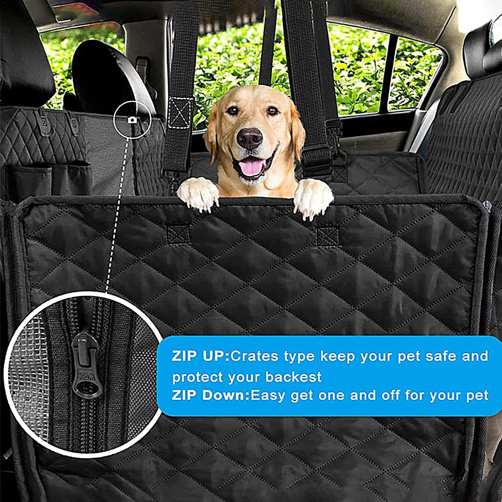 Protector de Asiento de Coche para Perros, Hamaca Impermeable para Mascotas, Cama antiarañazos para Asiento de Coche con Bolsillos de Almacenamiento, Protector de Asiento Trasero para Mascotas | Mascotas, Cama antiarañazos para Asiento de Coche con Bolsil