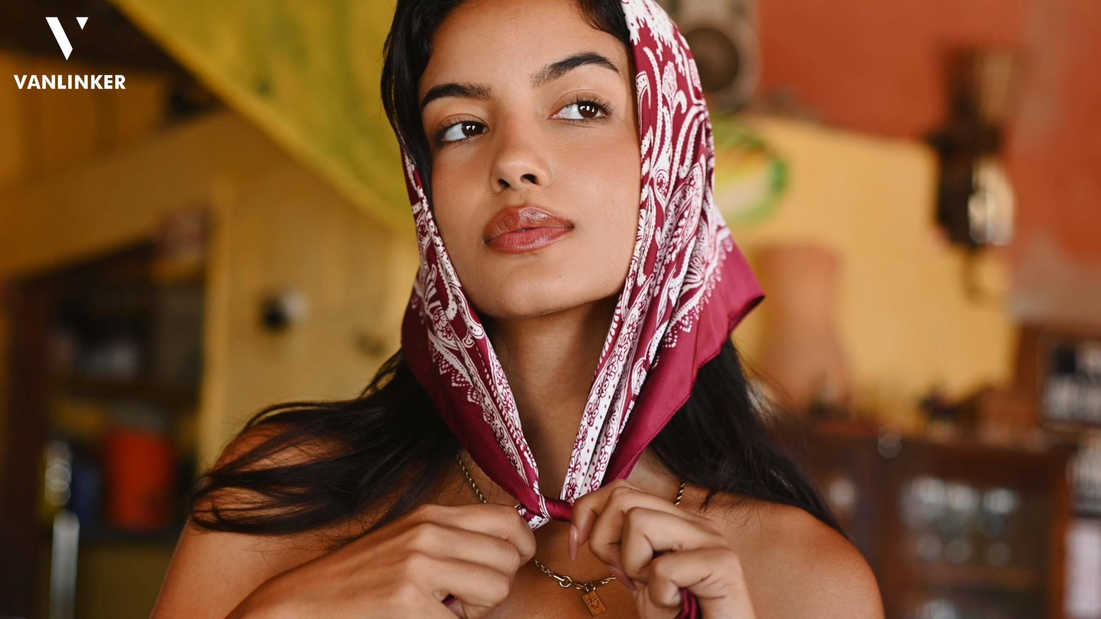 VANLINKER Paisley Satin Head Scarf for Women Men Versatile Silk
