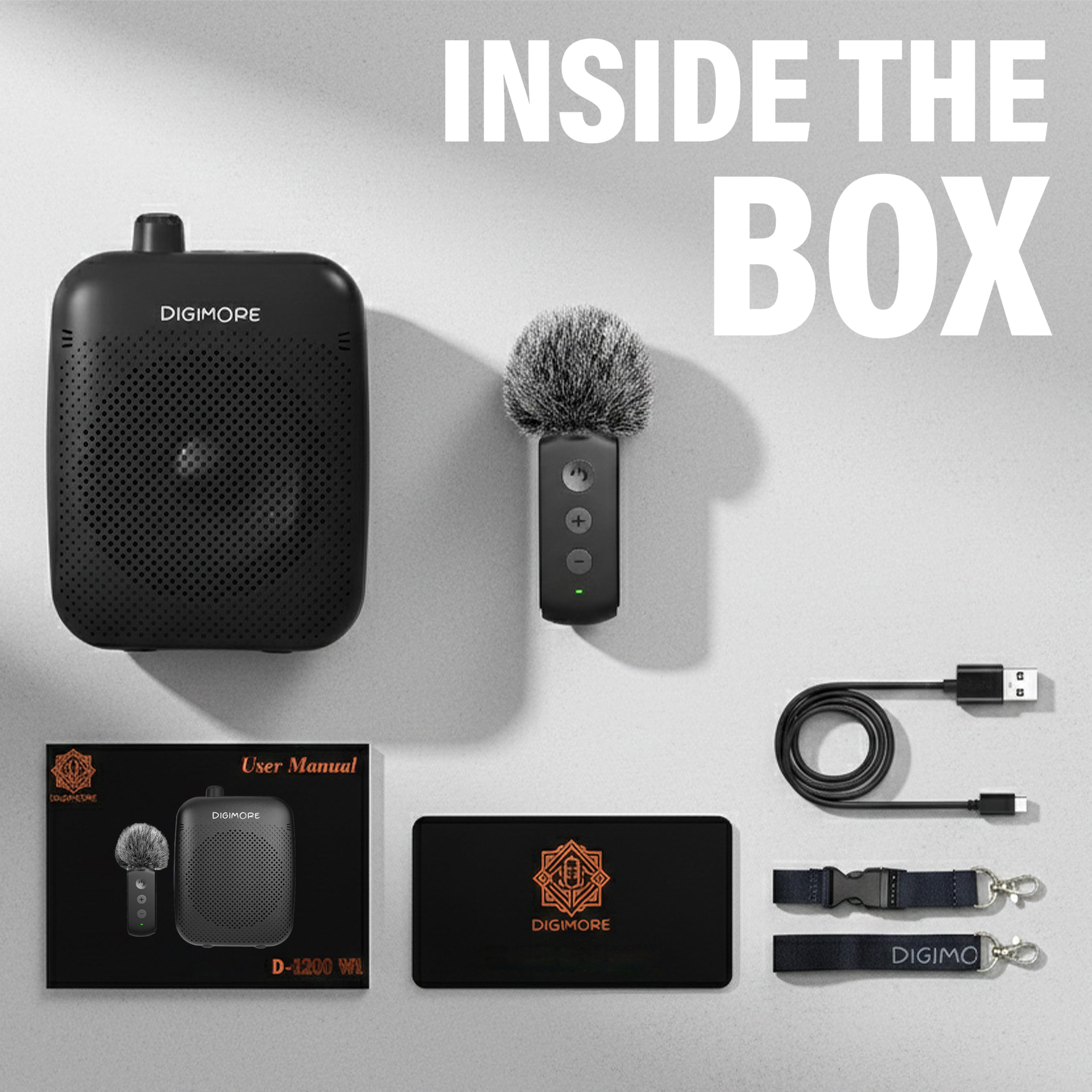 DIGIMORE Amplificatore vocale wireless con microfono a collare | Bluetooth | Altoparlante da 10 W | Microfono wireless a collare con portata di 30,5 m e batteria da 12 ore | Ideale per insegnanti