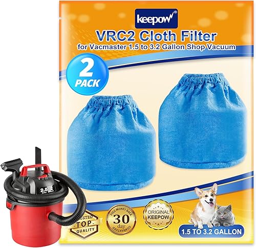 Miniatura 1 de KEEPOW Filtro de tela VRC2 compatible con Armor All Shop Vac AA155 AA256 AA255, también compatible con aspiradoras Vacmaster de 1.5 a 3.2 galones,
