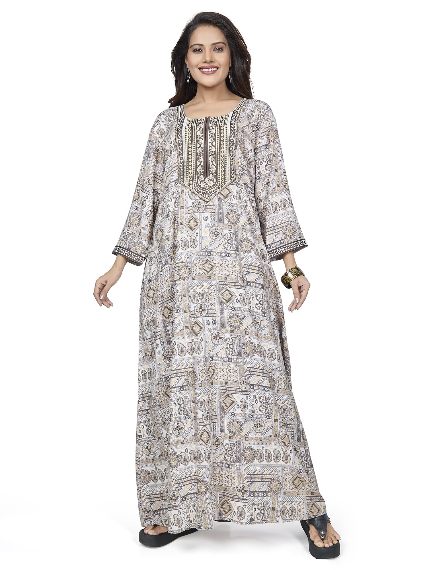 sanaa Fresh and New from Women's Elegant 100% Viscose-Rayon Printed Long Nighty - Luxe Lounge Comfort for a Soft & Stylish Sleep-picture-35