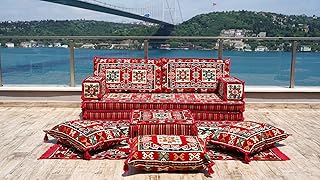 Arabic Majlis, Arabic Floor Couch, Oriental Cushion, Moroccan Cushion, Ethnic Floor Cushion, Turkish Floor Sofas, Ethnic Cushions, Terrace Garden Couches (Sofa + Rug)