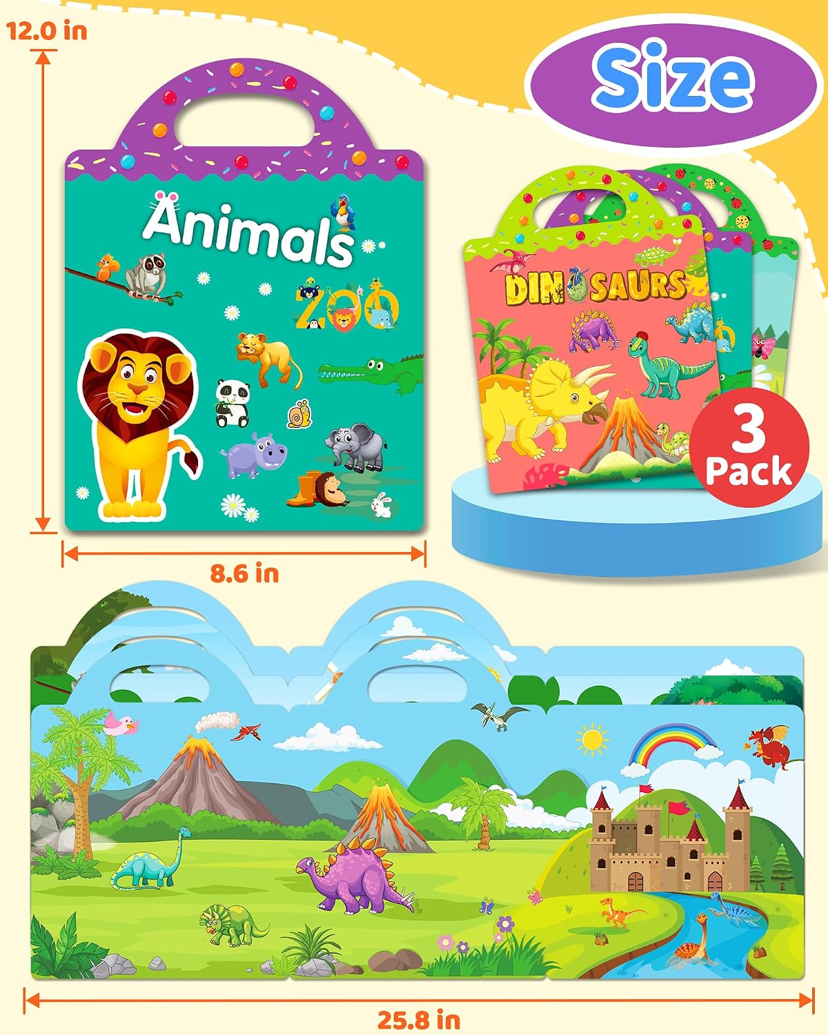  Reusable Sticker Book for Toddlers, Stickers for Kids, Travel Toy | Toddler Toys, Boys Girls Birthday Gifts, Airplane & Road Trip Essentials Kids, No Mess Waterproof Toddler Crafts Activities thumbnail