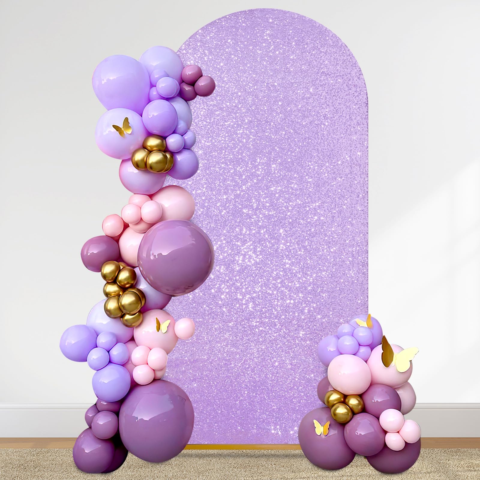 6FT Arch Backdrop Mermaid Purple Sequin Cover Round Top Chiara Background for Party Ceremony Birthday Home Decorations