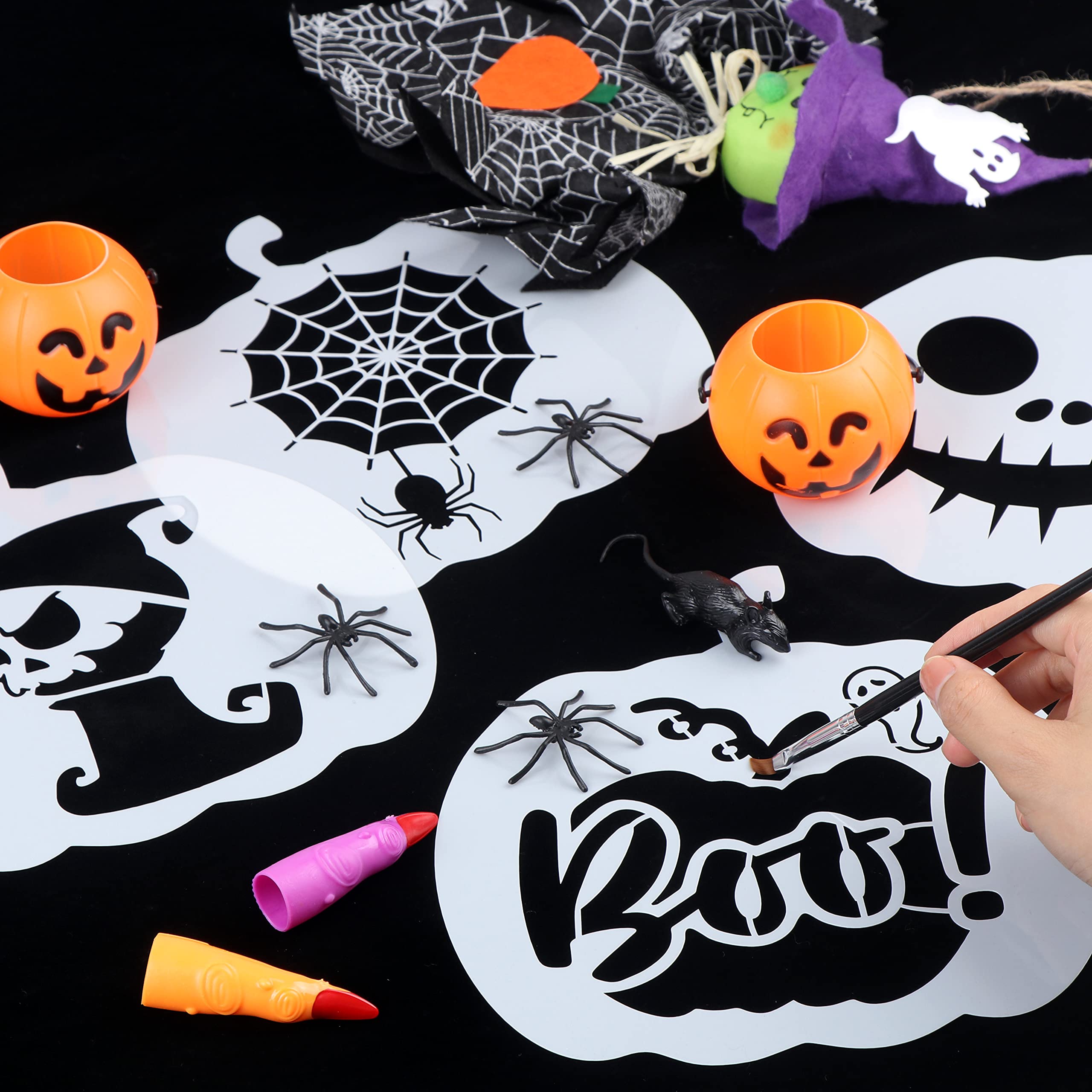 Stencils For Crafts Reusable 9Pcs Large Plants Stencils Plants Leaf Painting Stencils Reusable Plants Stencil Pumpkin Carving Stencils