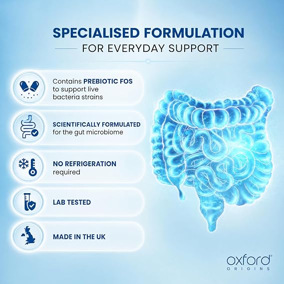 Advanced Bio Cultures for Gut Health | Made in the UK | Scientifically Formulated Pro & Prebiotic Gut Health Supplements | Capsules with 5 Billion Bacterial Cultures, 100 Billion CFU/g | 60 Capsules