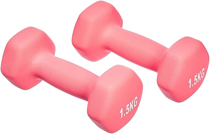amazon basics Neoprene Dumbbell Pair, 2 x 1.5Kg (Pink)