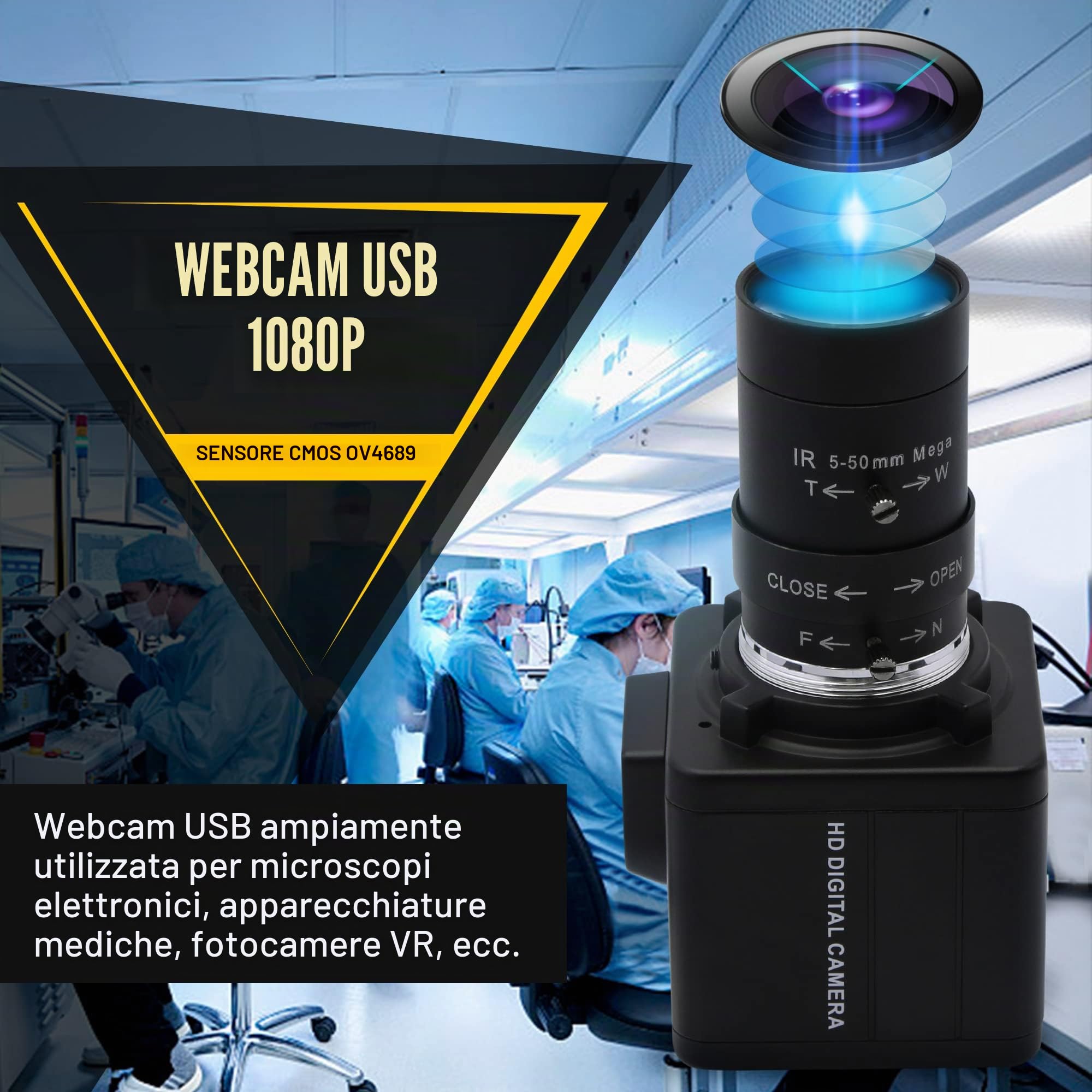 Svpro Telecamera USB 1080P 60 pfs telecamera ad alta velocità 720P 120fps/360P 260ps fotocamera PC con obiettivo manuale da 5-50 mm, zoom ottico 10X fotocamera di primo piano UVC per videoconferenze