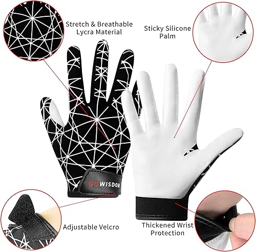 Vista 39 de Guantes de fútbol juvenil, guantes receptores juveniles, de silicona, antideslizantes, transpirables, con bandera estadounidense, experiencia