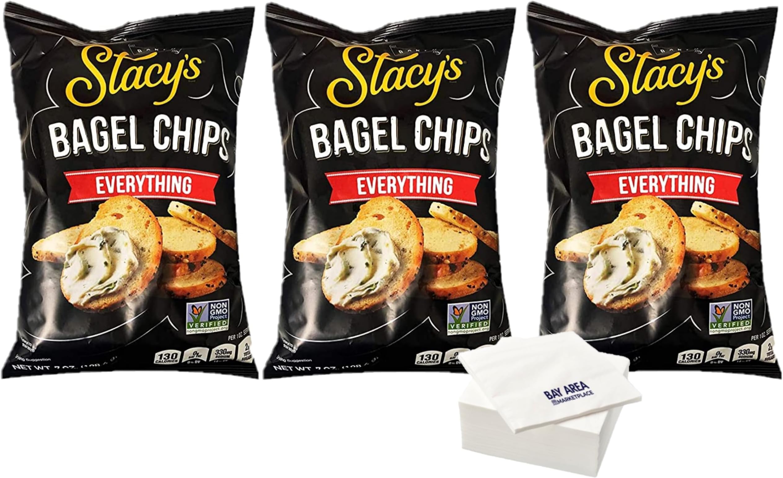 STACY'S PITA CHIPS, Bagel Chips,Toasted Garlic, Pack of 12