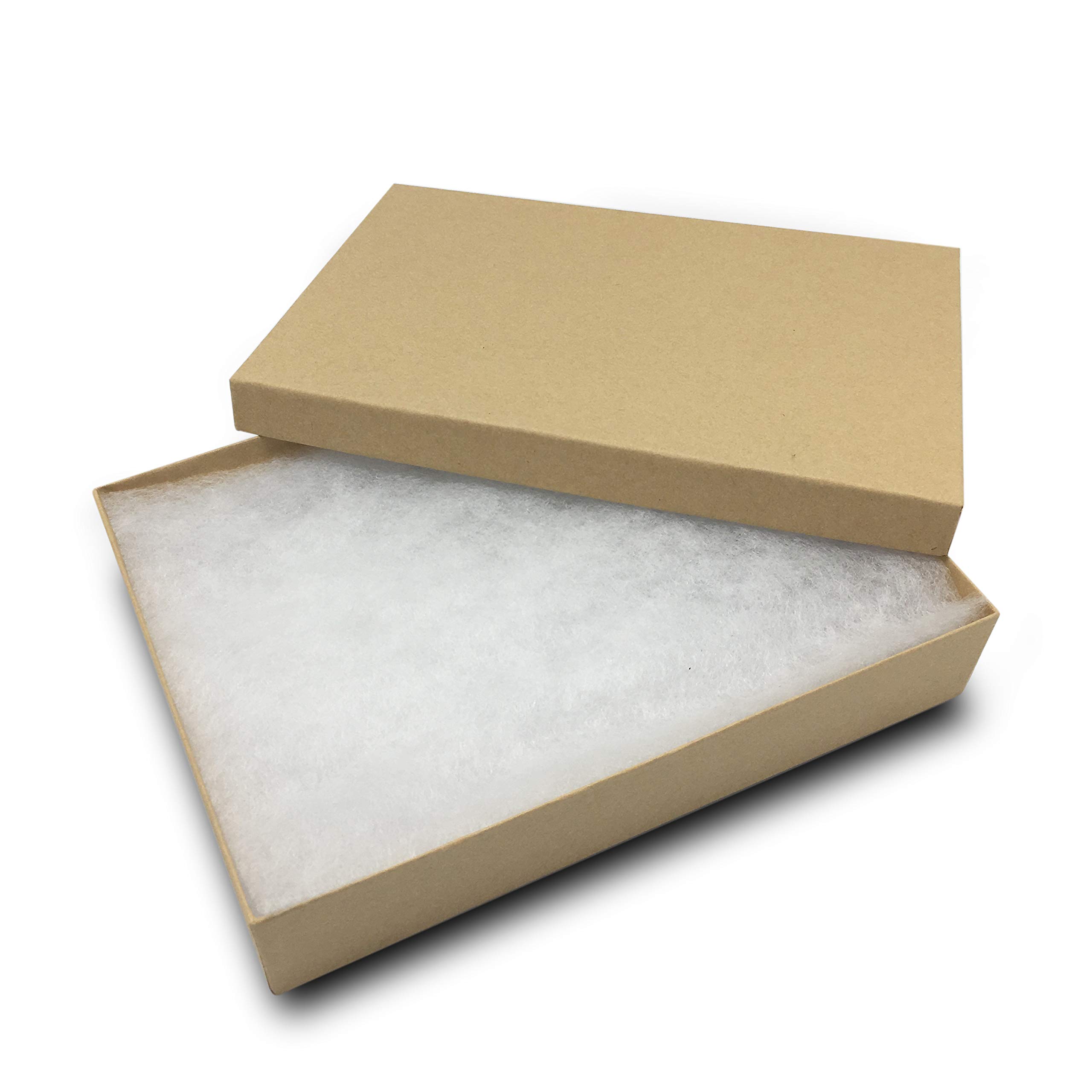 The Display Guys, Pack of 25 Kraft Brown 7 1/8x5 1/8x1 1/8 inches Cotton Filled Cardboard Paper Jewelry Box Gift Display Case (#75)