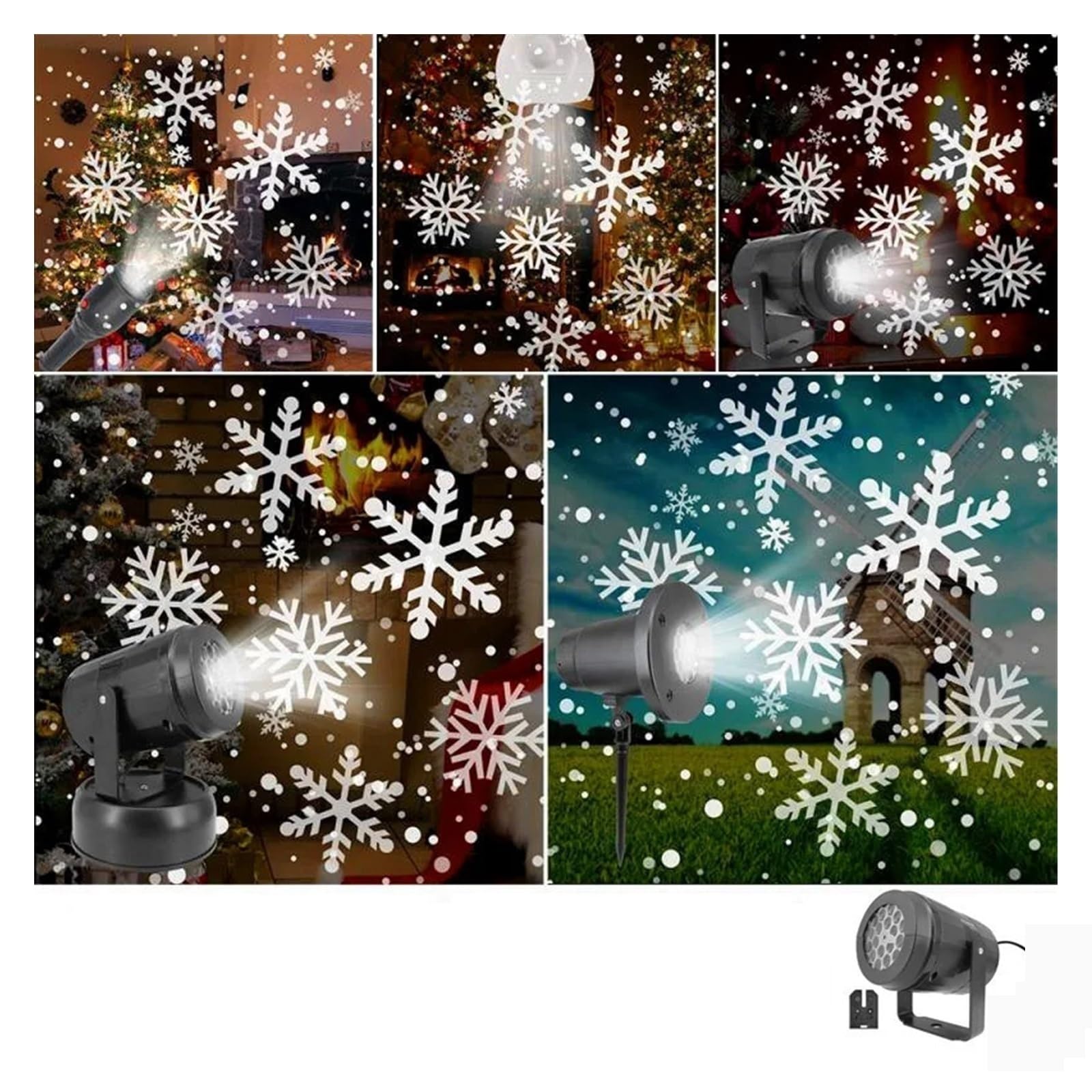Proiettore natalizio per esterni, Luci for feste di Natale Proiettore a fiocchi di neve Luce da palcoscenico a LED Rotante Modello natalizio Illuminazione natalizia for esterni Decorazioni da giardino