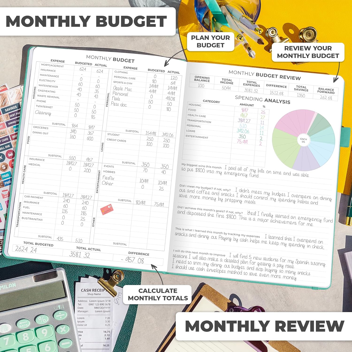 Clever Fox Budget Planner Large – Expense Tracker Notebook. Monthly Budgeting & Bill Organizer, Finance Logbook & Accounts Book, A4 (Aquamarine)