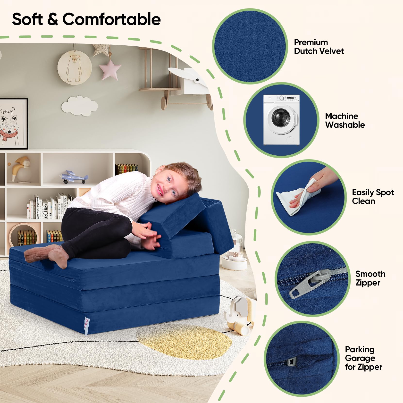 Amazon.co.jp: Kidirect K1 6-in-1 子供用折りたたみソファベッド